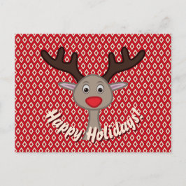 Cartão Postal De Festividades Férias Felizes Rena de Natal Fofo