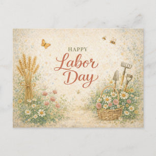 Cartão Postal De Festividades Ferramentas Florais para Jardineiros Dia do Trabal