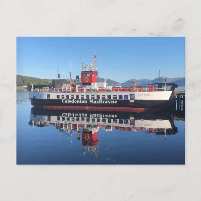 Cartão Postal De Festividades Ferry Loch Riddon, amarrado em Rothesay, Escócia (Frente)