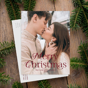 Cartão Postal De Festividades Fesitência Elegance Burgundy Feliz Foto de Natal
