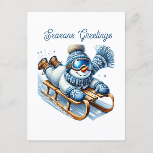 Cartão Postal De Festividades Fesons Seasons saúda boneco de neve