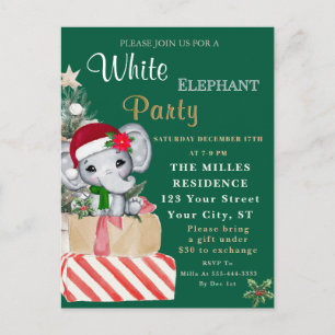 Cartão Postal De Festividades Festa Colorida de Natal do Elefante Branco 