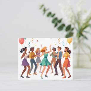 Cartão Postal De Festividades Festa de Celebração de Dança de Amigos Felizes