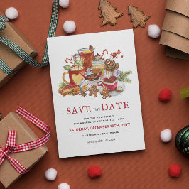 Cartão Postal De Festividades Festa de Chá de Natal Save the Date