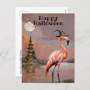 Cartão Postal De Festividades Festa de fantasia de Halloween de Mansão Assombrad