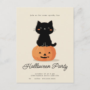 Cartão Postal De Festividades Festa de Halloween do Gato e da Abóbora