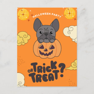 Cartão Postal De Festividades Festa de Halloween Truque ou Tratamento Bulldog Fr