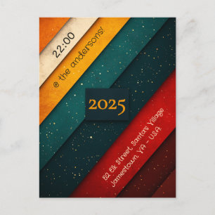 Cartão Postal De Festividades Festa de Natal Colorida Strips