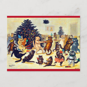 Cartão Postal De Festividades Festa de Natal de Cat, Louis Wain