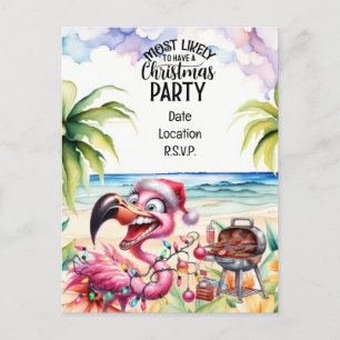 Cartão Postal De Festividades Festa de Natal Flamingo em julho
