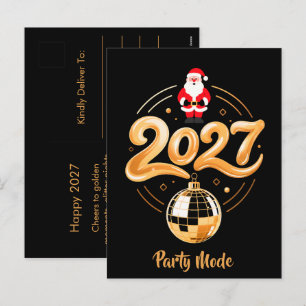 Cartão Postal De Festividades Festa do Papai Noel 2026 Modo Dourado Disco Natal