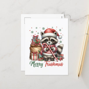 Cartão Postal De Festividades Festas de Natal add mensagem guaxinim