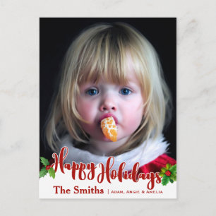 Cartão Postal De Festividades Festas Felizes Festas Festivas Caligrafia   Holly 