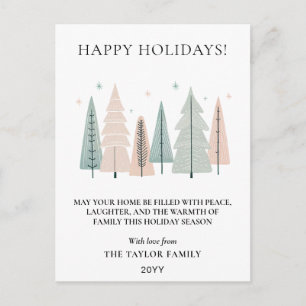 Cartão Postal De Festividades Festas Felizes Minimalista Boho Floresta Árvores