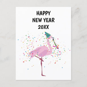 Cartão Postal De Festividades Festas Flamingo - Cartão de Anos novos de Férias