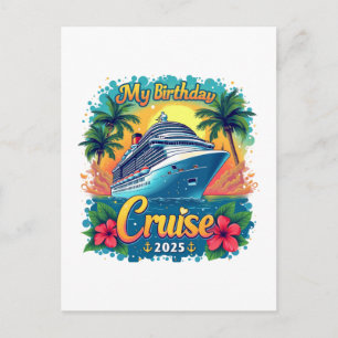Cartão Postal De Festividades Festive My Birthday Cruise Ship Party 2025