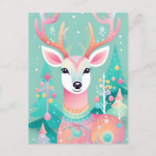 Cartão Postal De Festividades Festivo Deer Christmas