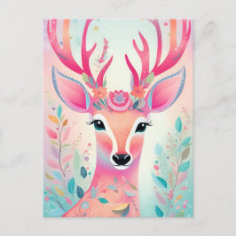 Cartão Postal De Festividades Festivo Deer Christmas