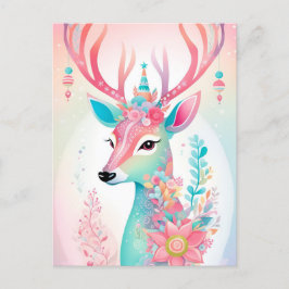 Cartão Postal De Festividades Festivo Deer Christmas
