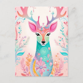 Cartão Postal De Festividades Festivo Deer Christmas