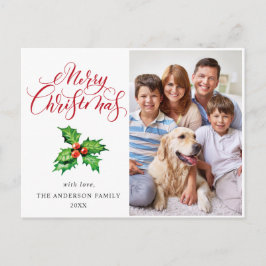 Cartão Postal De Festividades Festivo Holly Berry FOTO Saudação de Natal