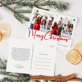 Cartão Postal De Festividades Festivo Red Script Felry Natal Quatro Foto