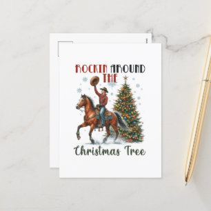 Cartão Postal De Festividades Festue Christmas cowboy adiciona mensagem