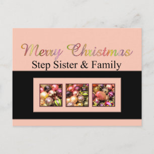 Cartão Postal De Festividades Ficha Feliz de Natal para a irmã e família