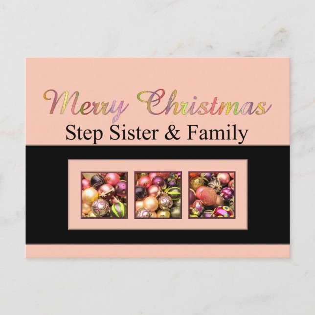 Cartão Postal De Festividades Ficha Feliz de Natal para a irmã e família (Frente)