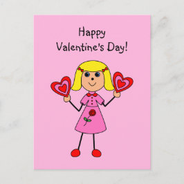 Cartão Postal De Festividades Figura da vara da menina dos namorados