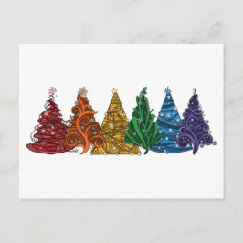 Cartão Postal De Festividades Fila de Seis Orgulho LGBTQ Árvores de Natal Arco-Í