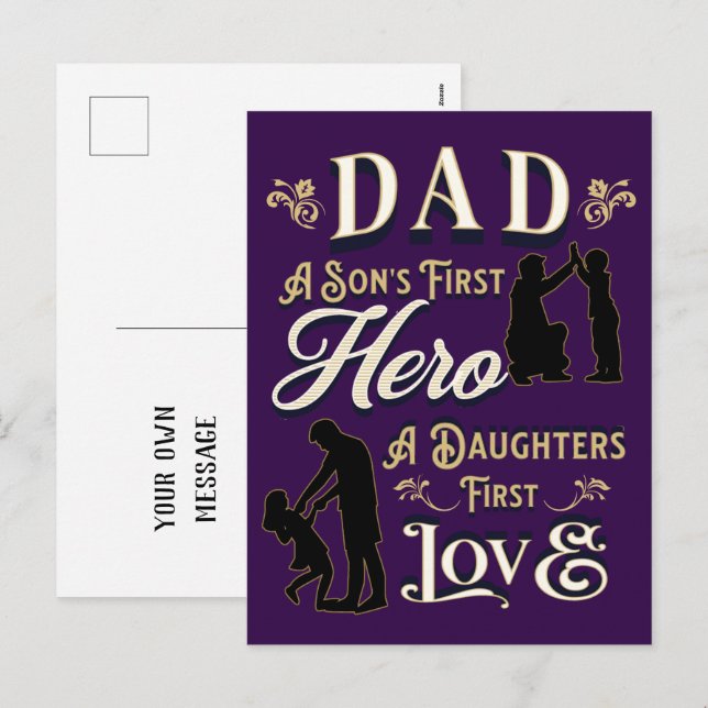 Cartão Postal De Festividades Filho pai é o primeiro amor das filhas (Frente/Verso)