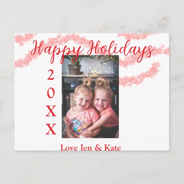 Cartão Postal De Festividades Filhos da família das crianças reluzentes vermelho (Frente)