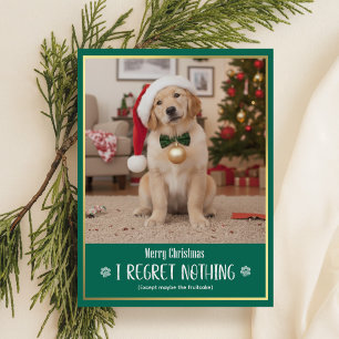 Cartão Postal De Festividades Filhote Fofo Chapéu de Papai Noel Cachorro Foto Fe