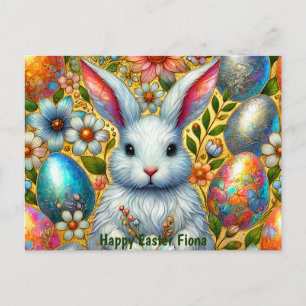 CARTÃO POSTAL DE FESTIVIDADES FIONA ~ SAUDAÇÃO FELIZ COELHO DE PÁSCOA ~