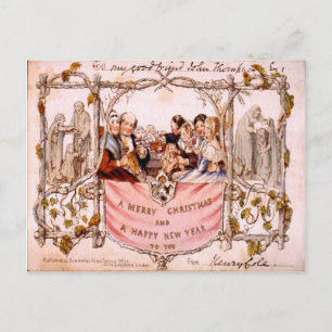 Cartão Postal De Festividades First ever Christmas card, England 1846