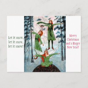 Cartão Postal De Festividades First Snow Fairyphoria Christmas Postcard