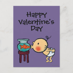 Cartão Postal De Festividades Fishbowl Kisses Orange Goldfish