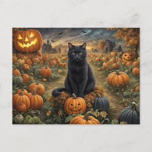 Cartão Postal De Festividades Fita de Abóbora Preta do Halloween