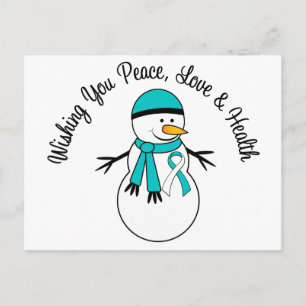 Cartão Postal De Festividades Fita de Cancer Cervosa de Snowman de Natal