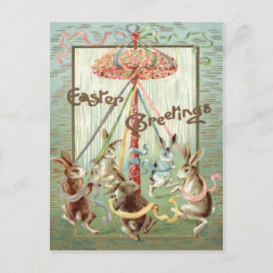 Cartão Postal De Festividades Fita de dança de coelho mapolo da Páscoa