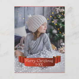 Cartão Postal De Festividades Fita de Foto de Natal com Sobreposição Moderna