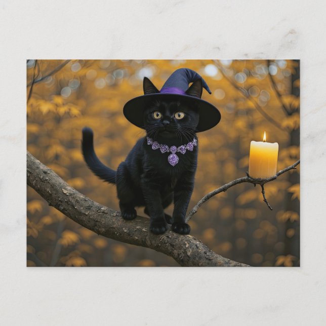 Cartão Postal De Festividades Fita de Velas Negra do Halloween (Frente)