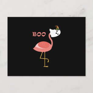Cartão Postal De Festividades Flamingo Boo Ghost Funny Flamingo   Animais Cujos