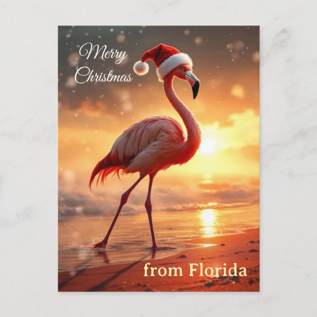 Cartão Postal De Festividades Flamingo Christmas (Frente)