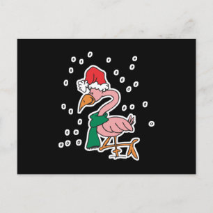 Cartão Postal De Festividades flamingo de natal fofo