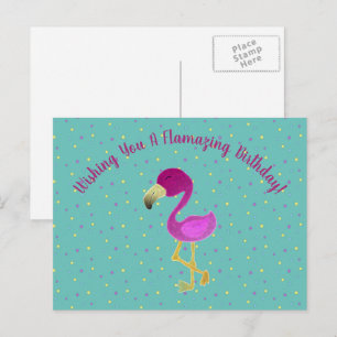 Cartão Postal De Festividades Flamingo Fantástico 