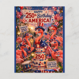 Cartão Postal De Festividades Flamingo Feliz 250º Aniversário América 4 de Julho