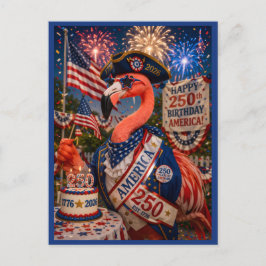 Cartão Postal De Festividades Flamingo Feliz 250º Aniversário América 4 de Julho