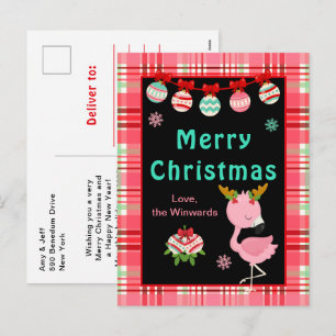 Cartão Postal De Festividades Flamingo Festivo Feliz Natal